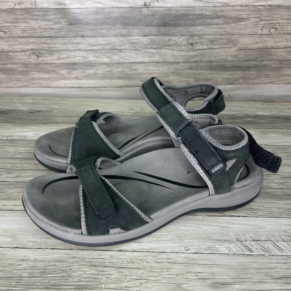 Abeo Goleta Comfort Sandal Cushioned Straps Women's Adjustable Width Black 7 MET